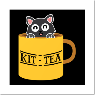 Kit-Tea Funny Kitten Black Cat Posters and Art